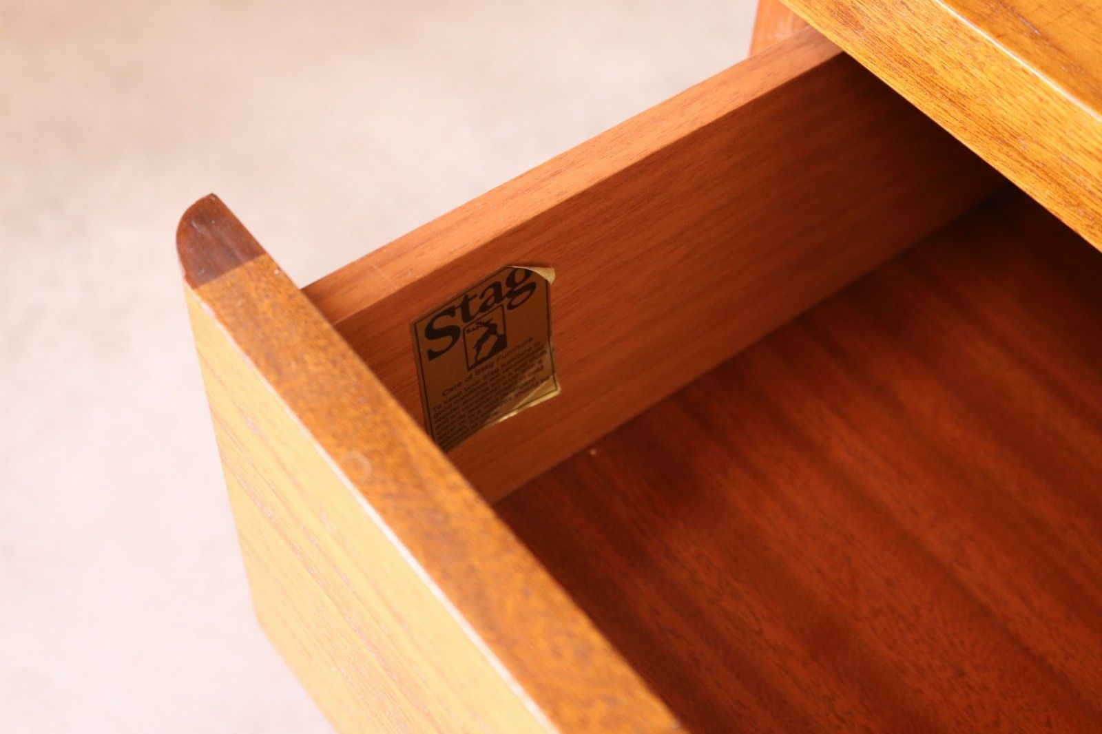 Mid Century Teak Stag Cantata Bedside Cabinet 2 Drawer Chest photo vinterior