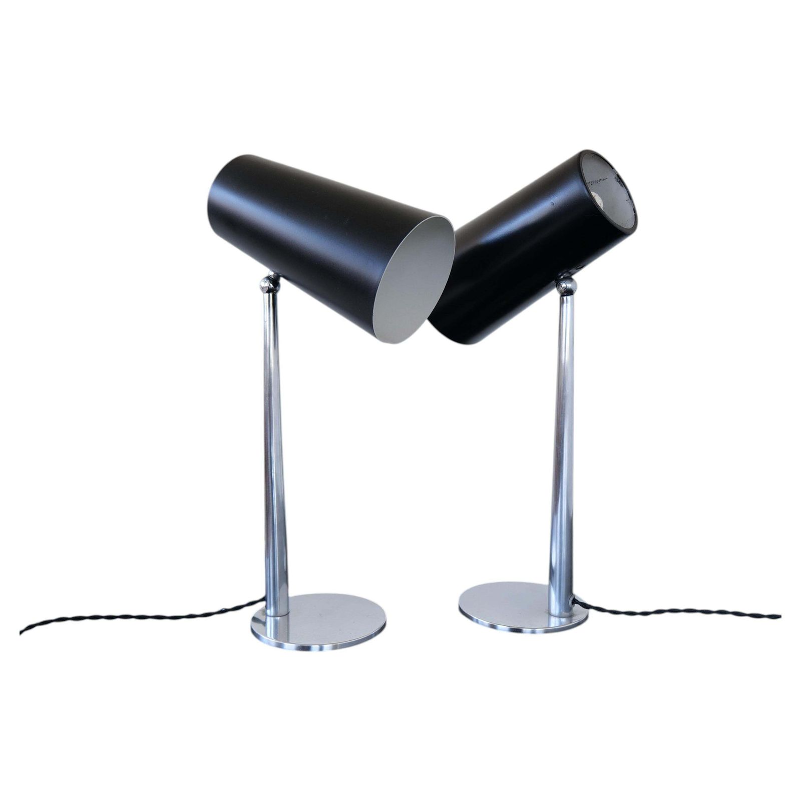Midcentury Pair Of Table Lamps, Vintage Design, Elegant Lighting, Denmark