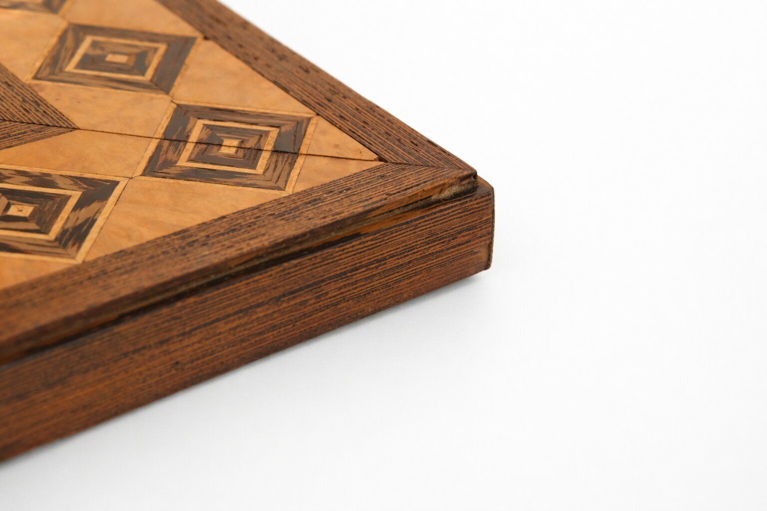 photo furniture 20th Century Rectangular Geometric Brown Wood Marquetry Mirror By Pio Zanotti, Italian Design