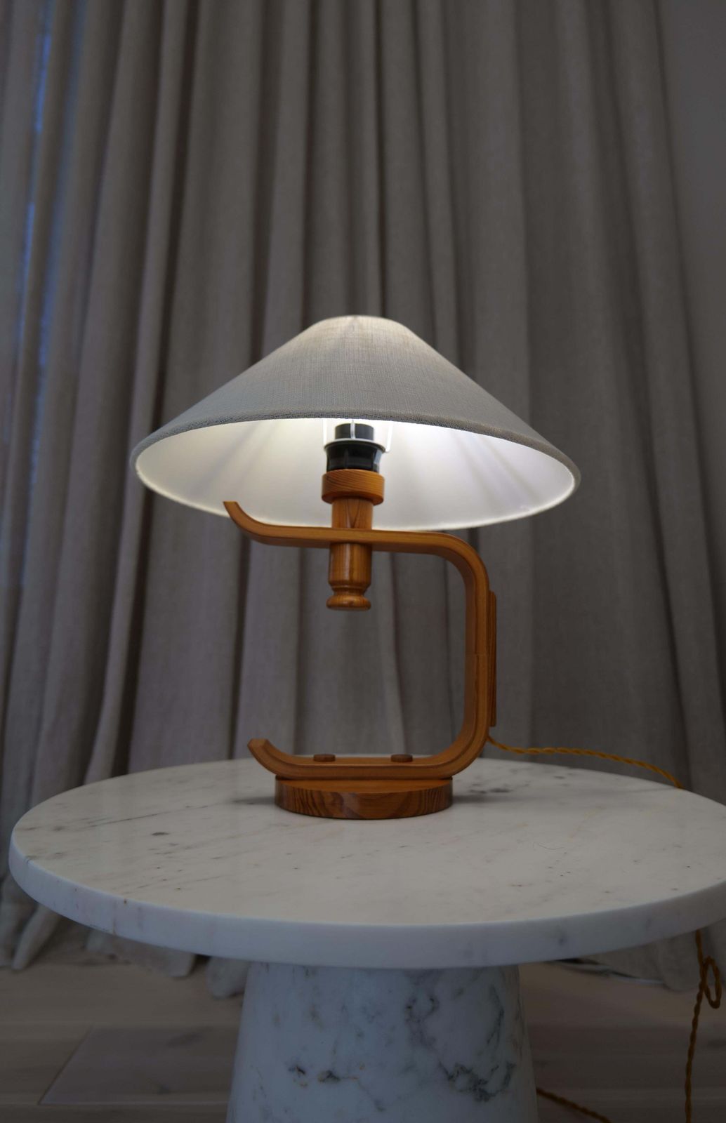 photo for sale Mid Century Modern Hans Agne Jakobsson Sculptural Table Lamp In Pine, 1970s