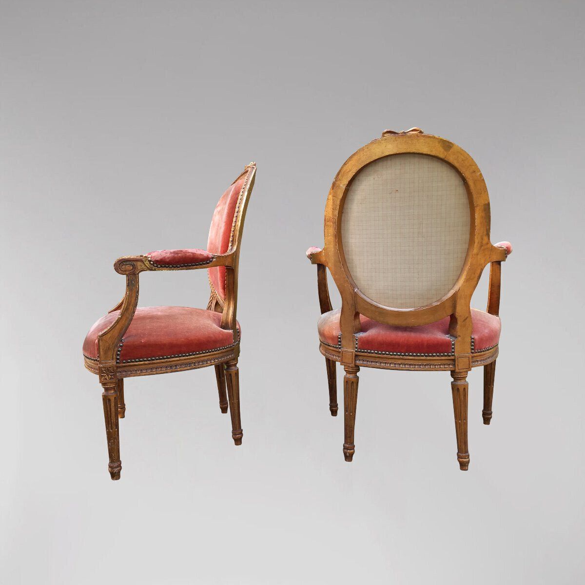 Pair Of Louis XVI Style Armchairs With Medallion Backs photo furniture