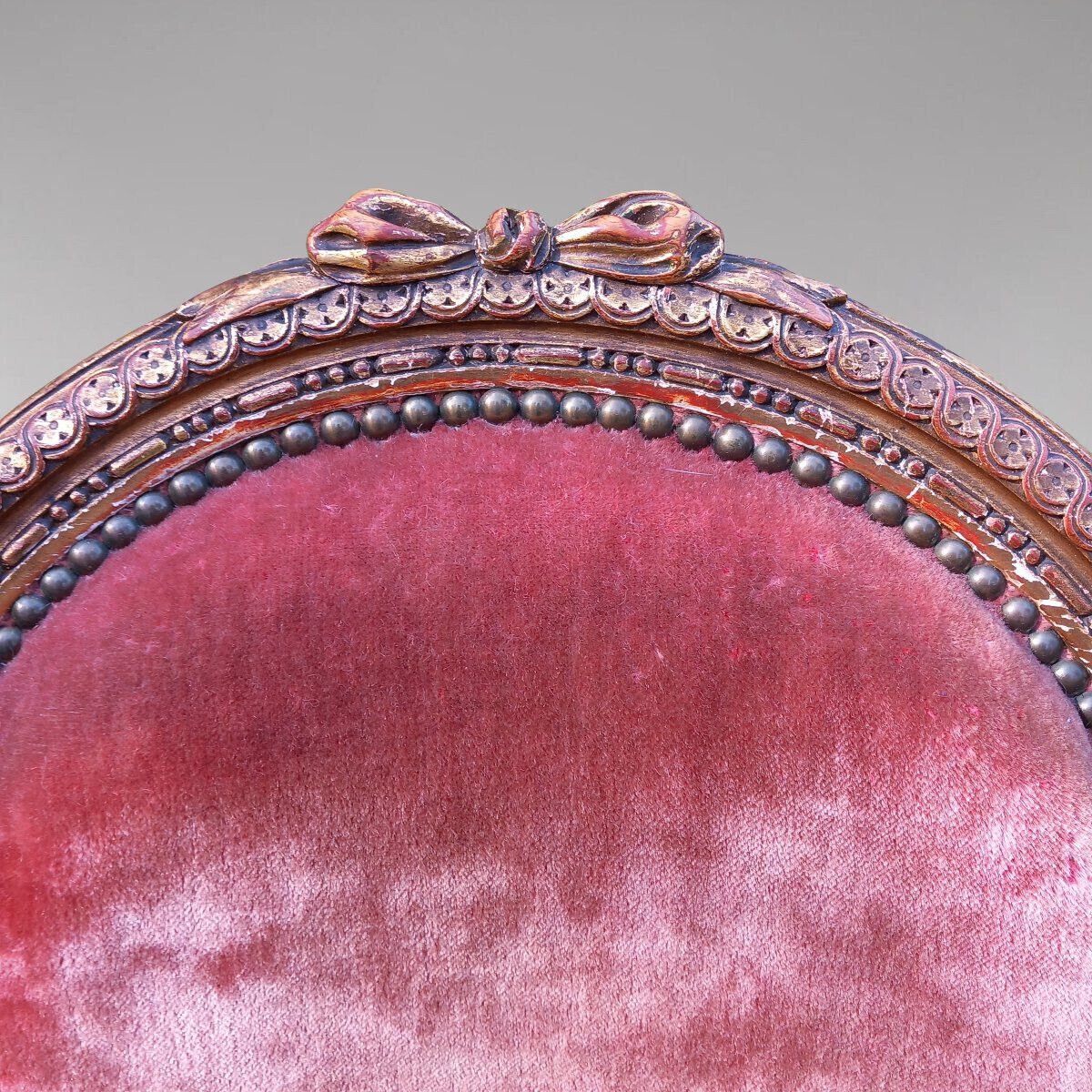 Pair Of Louis XVI Style Armchairs With Medallion Backs photo for sale
