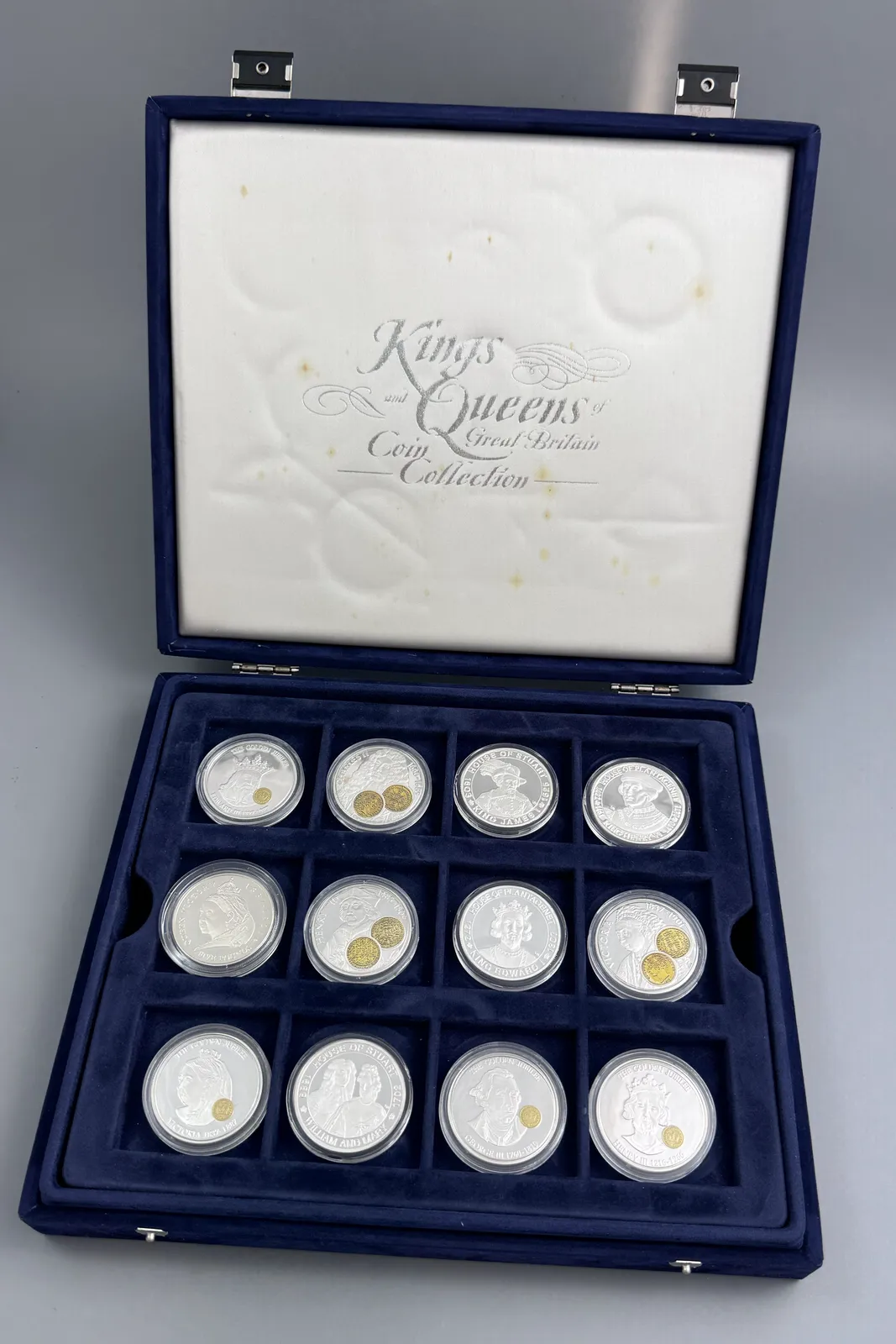 Silver Proof Coin Collection, "Kings And Queens Of Great Britain", Westminster Mint, 12 Coins, Cased With Certificates photo vinterior