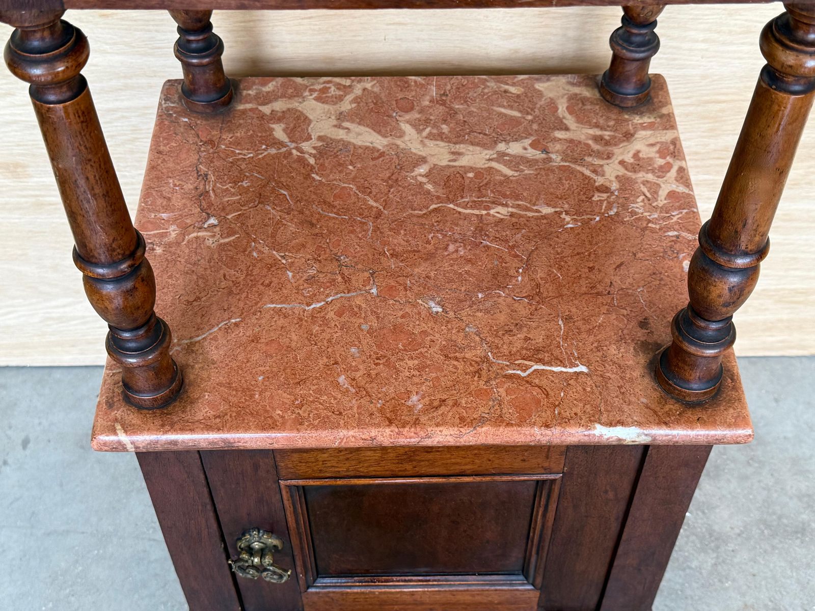 3032.0 19th Century, French, Louis XVI Walnut Marble Top Nightstand photo