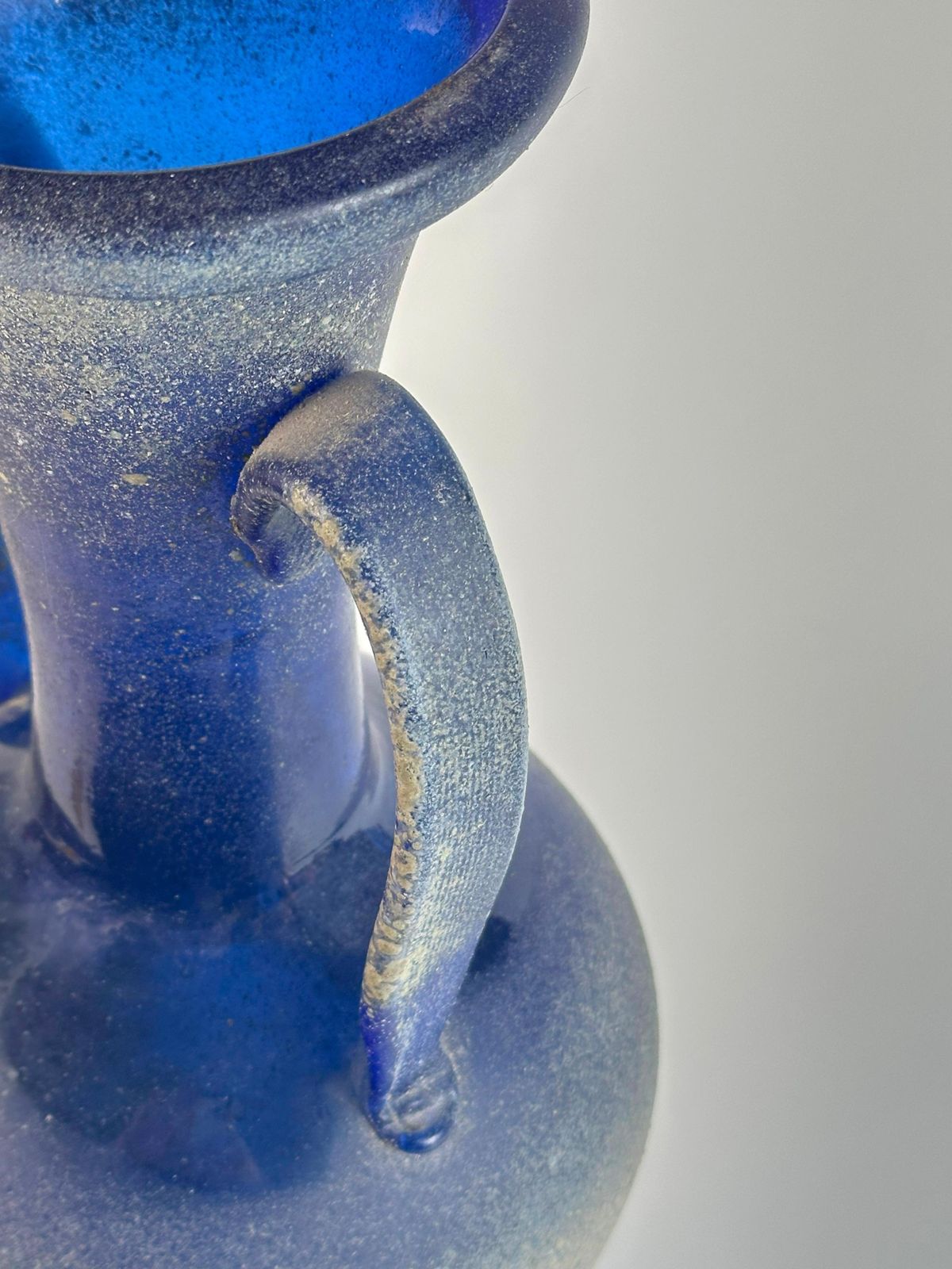 Murano Scavo Glass Amphora Vase By Seguso, Cobalt Blue, 1970s photo furniture