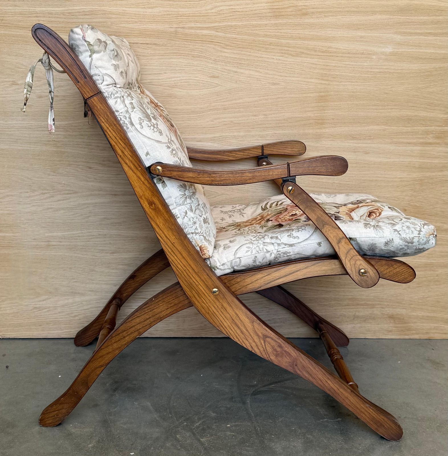 1930s French Wooden Folding Armchair With Upholstered Cushions photo 1546.0