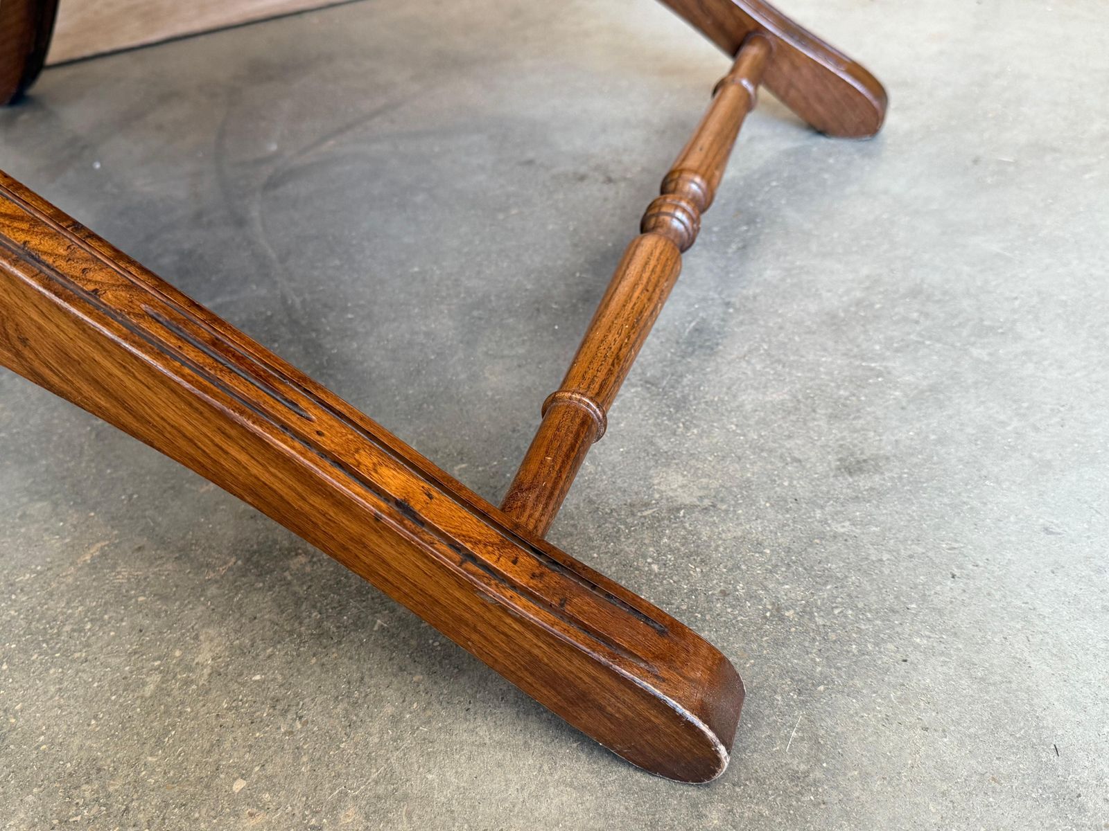 photo for sale 1930s French Wooden Folding Armchair With Upholstered Cushions