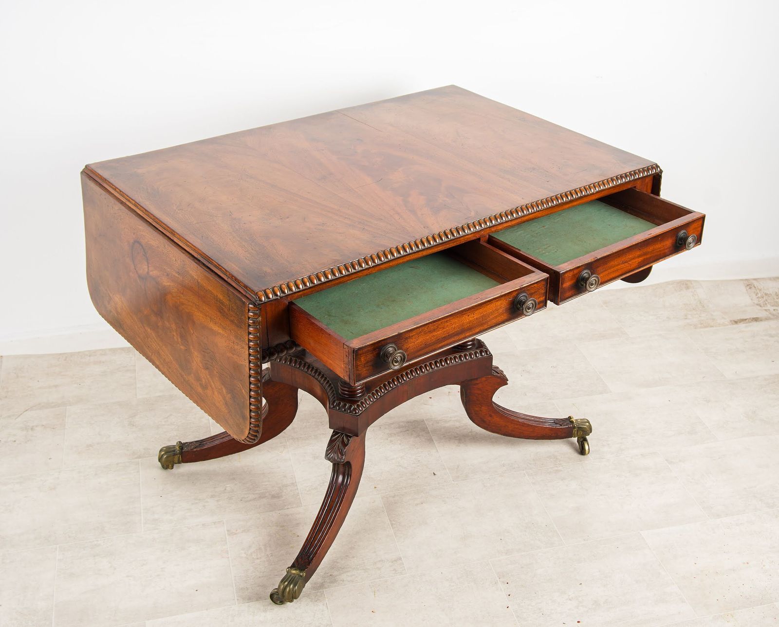 19th Century Mahogany Table Barley Twist Columns Lion Paw Castors photo furniture