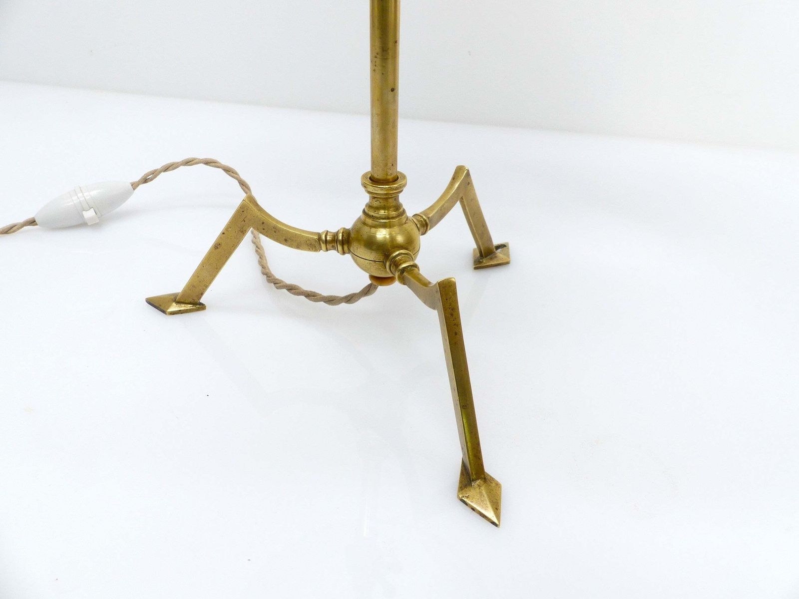 Articulated Tripod Lamp Base In Brass, Arts & Crafts Style, In The Style Of Was Benson, Circa 1900 1930 photo 600.0