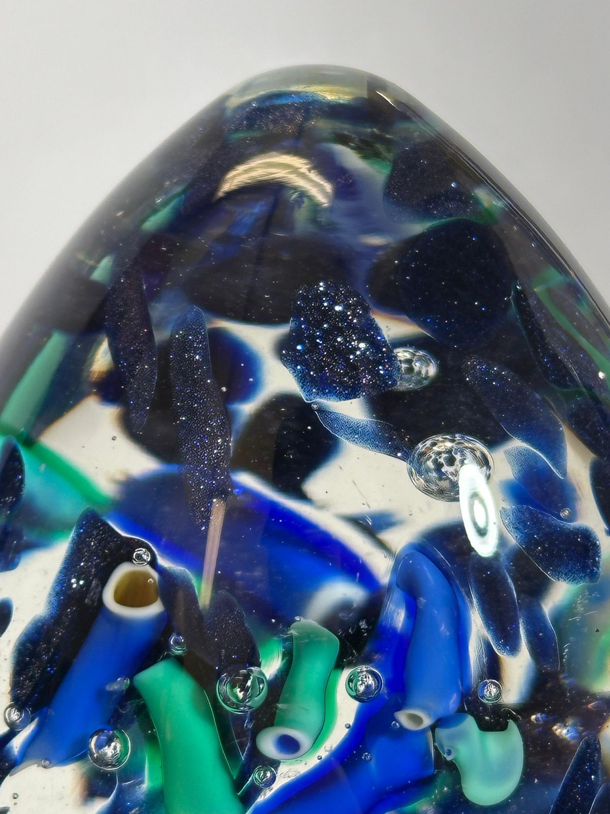 Murano Glass Egg Form Paperweight With Aventurine Inclusions, Italy, 1990s photo furniture