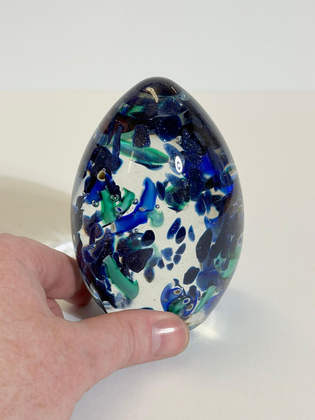Murano Glass Egg Form Paperweight With Aventurine Inclusions, Italy, 1990s photo buy