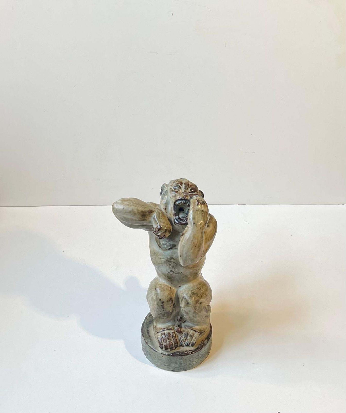Knud Kyhn Roaring Gorilla In Glazed Stoneware For Royal Copenhagen, 1950s photo furniture