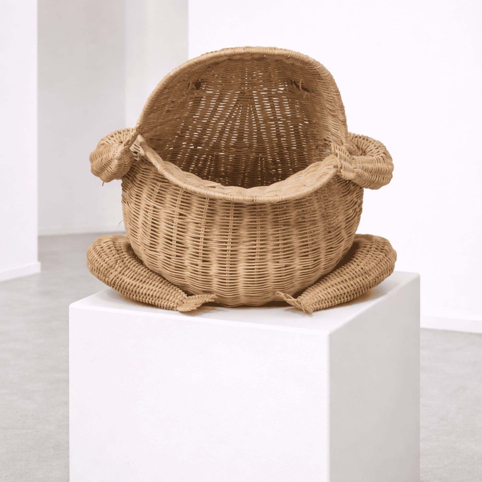 Italian Woven Rattan Frog Magazine Racks Basket Attributed To Mario Lopez Torres photo furniture