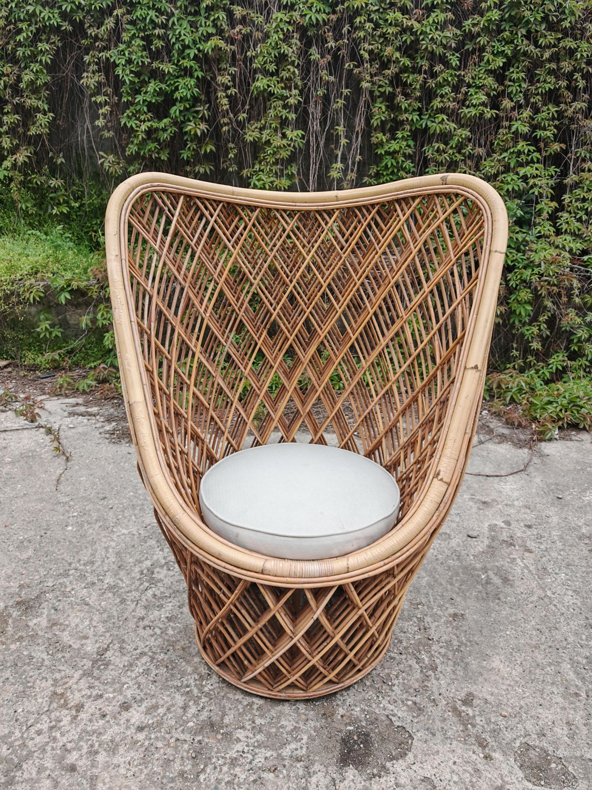 Pair Of Mid‑Century Bamboo And Rattan High‑Back Sculptural Lounge Chairs, Italy photo 8800.0