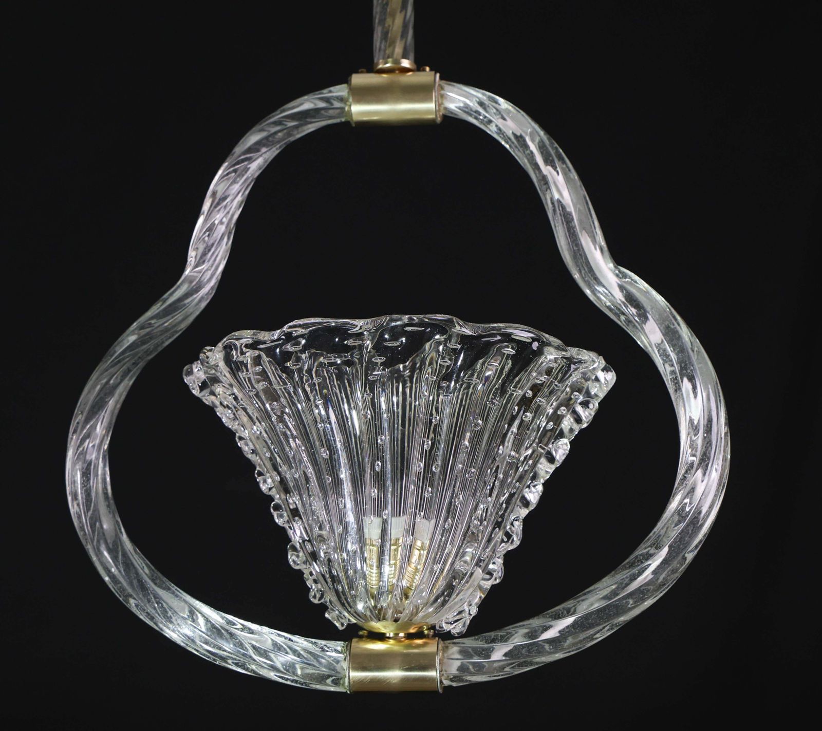 Lighting Charming Ercole Barovier Art Deco Chandelier, "Bullicante" Glass Murano, 1940s photo