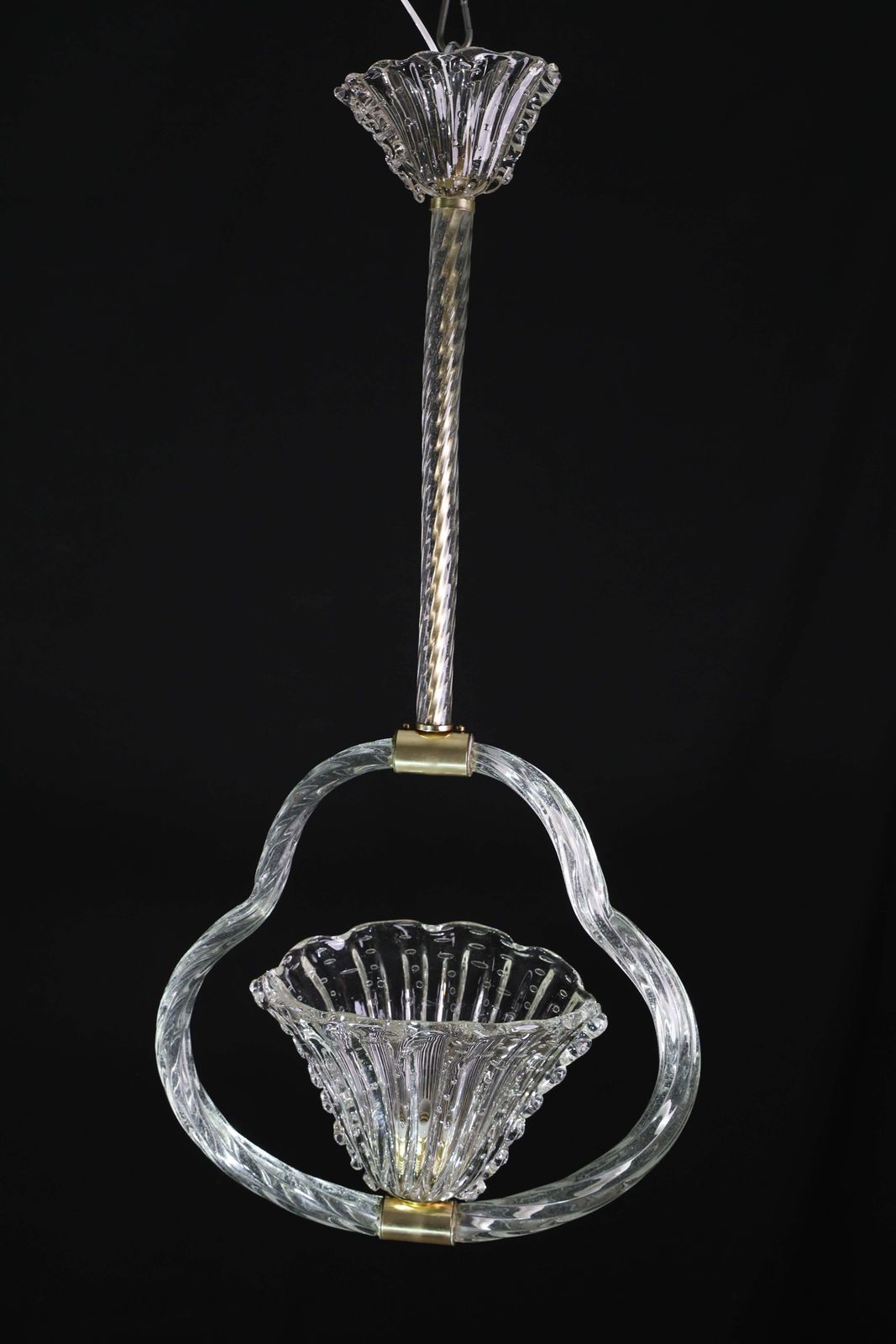 2039.0 Charming Ercole Barovier Art Deco Chandelier, "Bullicante" Glass Murano, 1940s photo