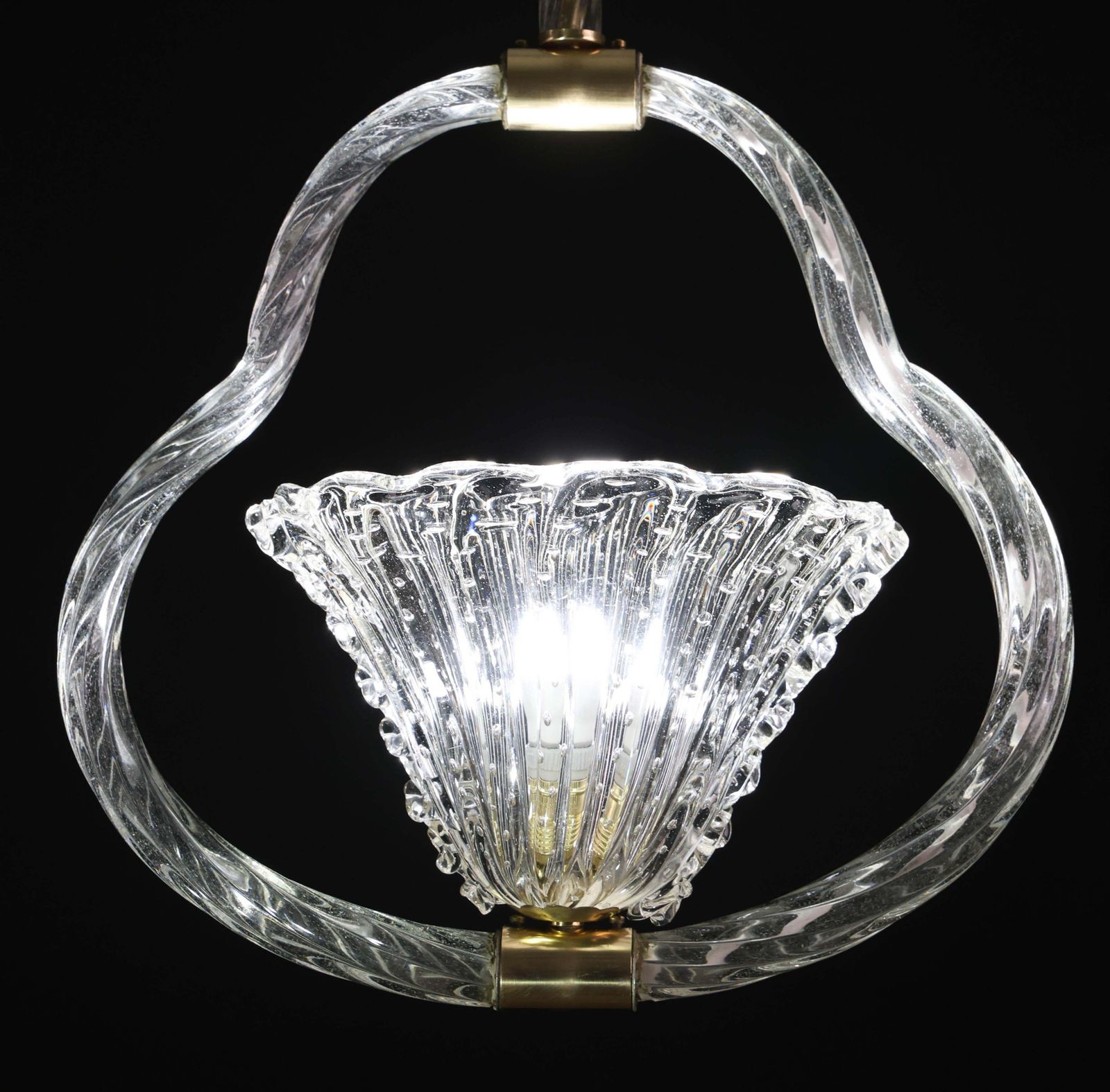 photo vinterior Charming Ercole Barovier Art Deco Chandelier, "Bullicante" Glass Murano, 1940s