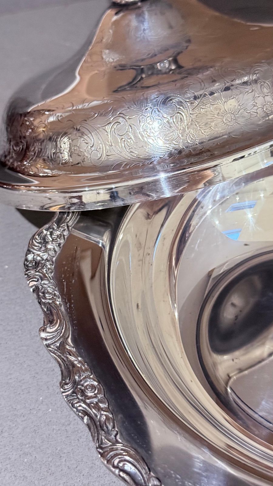 photo furniture Antique Silver Plated Large Silver Serving Dish With Lid Luxury Tableware Ornate