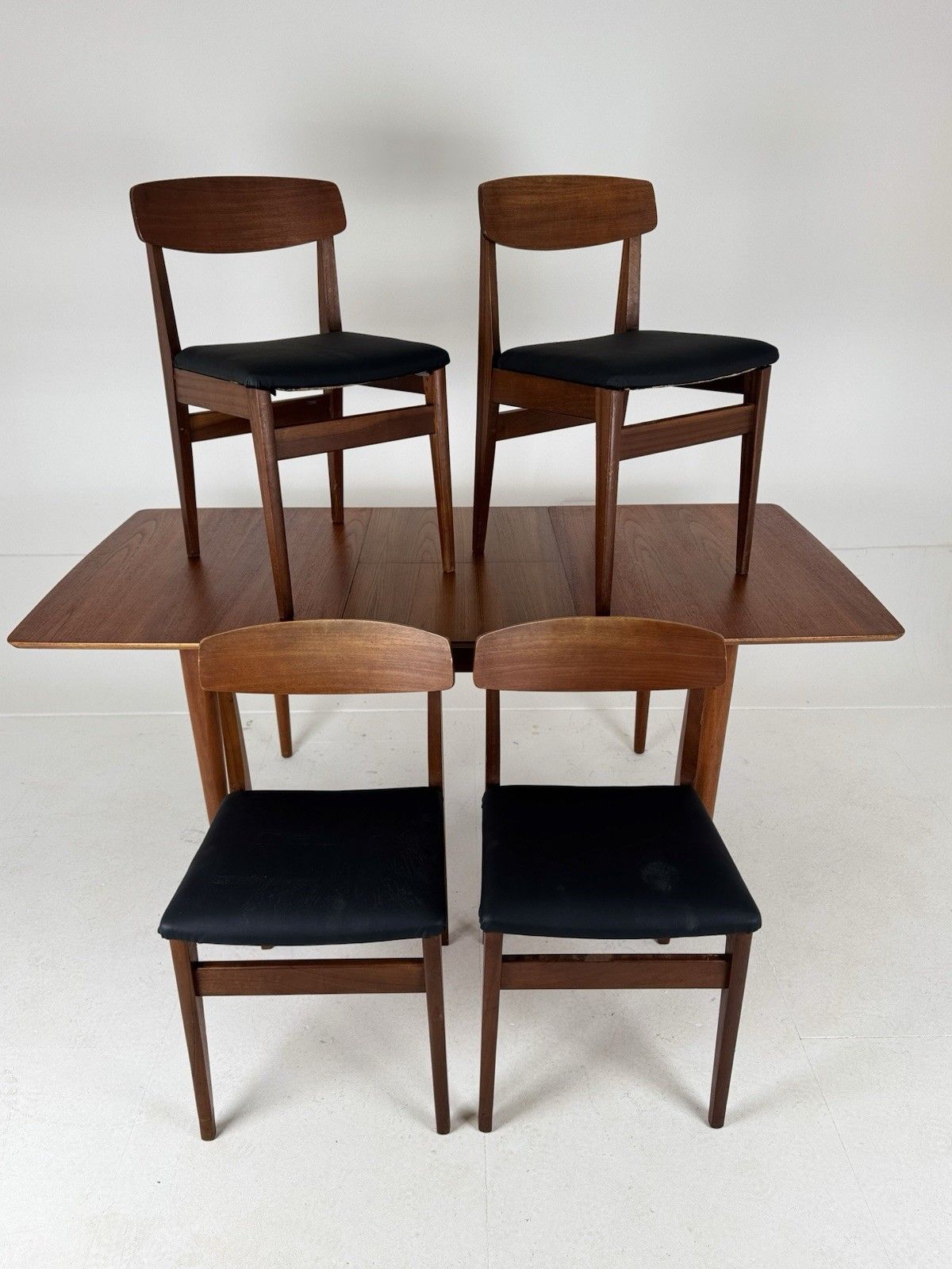 Mid Century  Rectangle Extending Jentique Dining Table 4 Matched Chairs Teak Mcm photo furniture