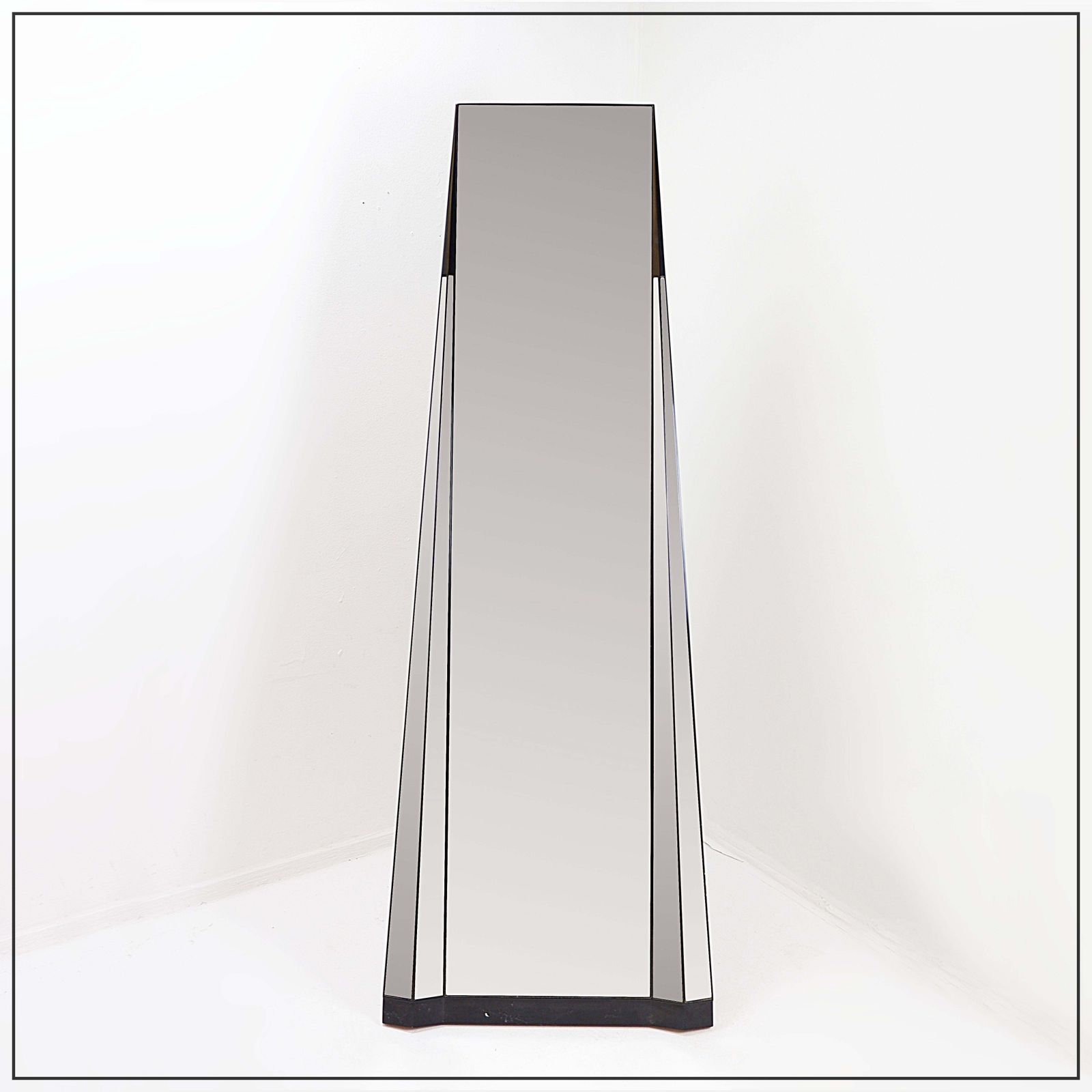 Art Deco Pyramid Floor Mirror, Wood & Synthetic, Belgium, 20th Century photo Home Decor