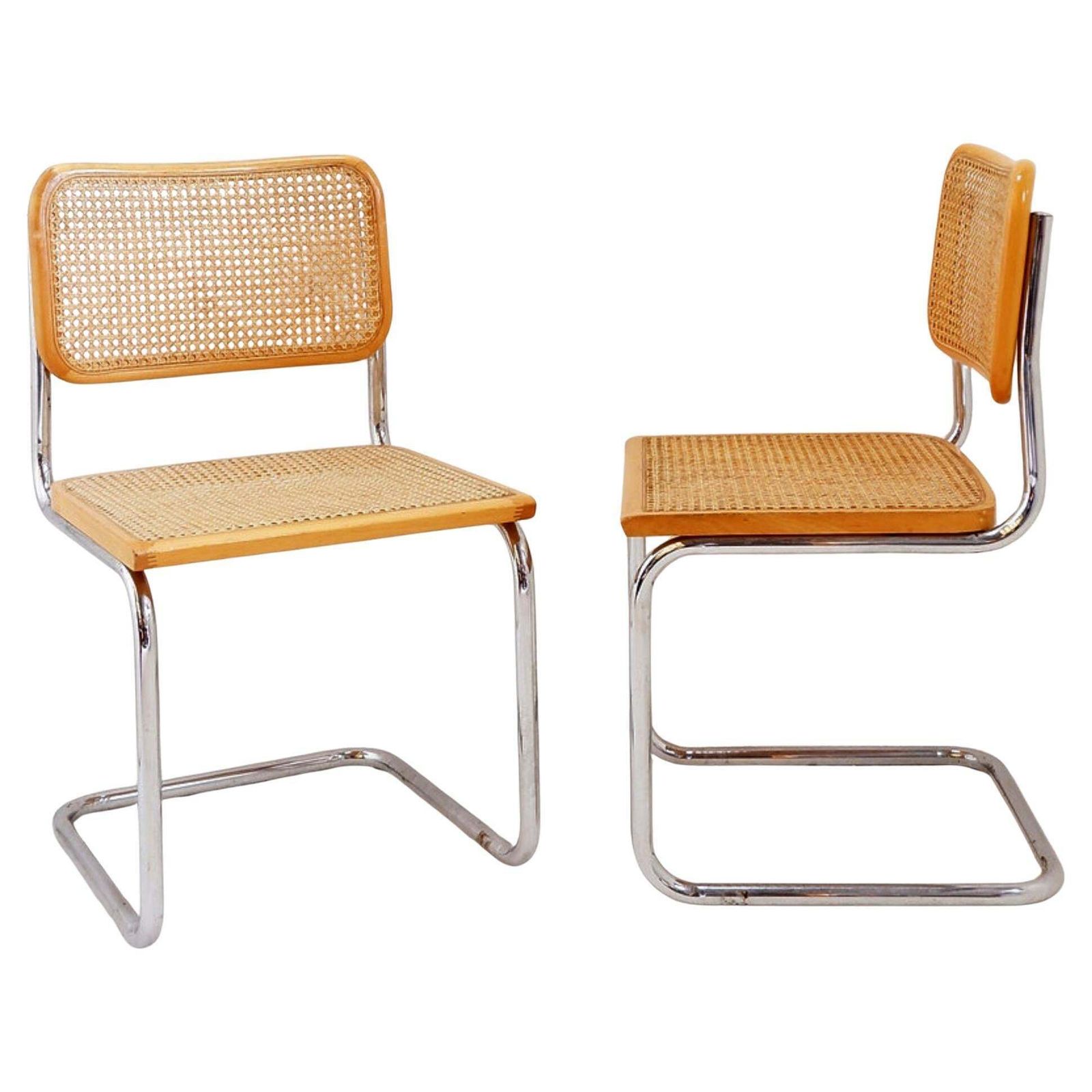 Pair Of Vintage Cesca Chairs In Light Wood   Italy 1990s