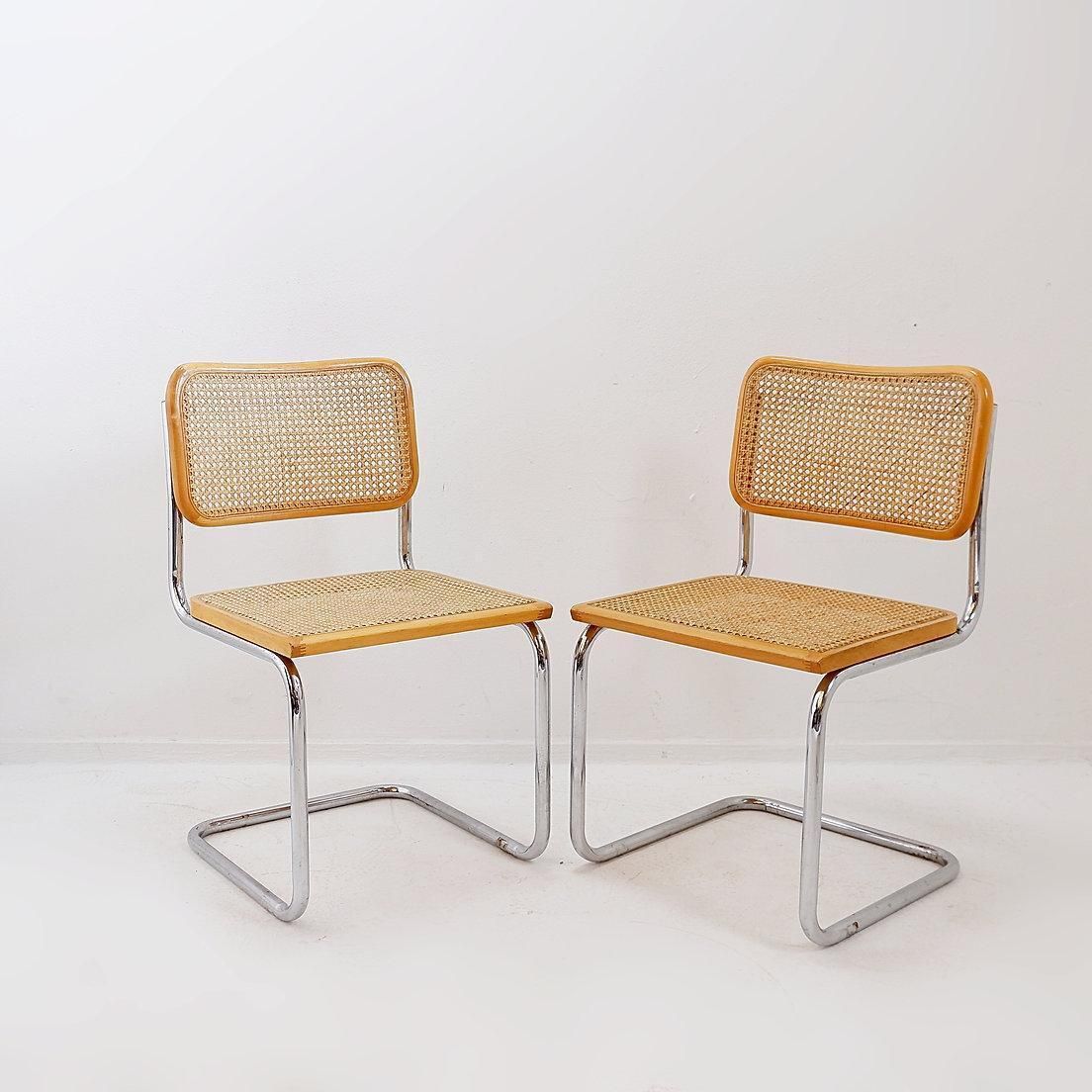 Furniture Pair Of Vintage Cesca Chairs In Light Wood   Italy 1990s photo