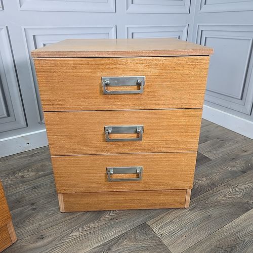 Pair Filing Drawers Bedside Cabinets Mid Century Teak Tables Retro Storage photo 170.0
