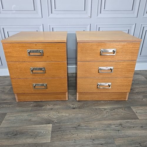 Pair Filing Drawers Bedside Cabinets Mid Century Teak Tables Retro Storage photo buy