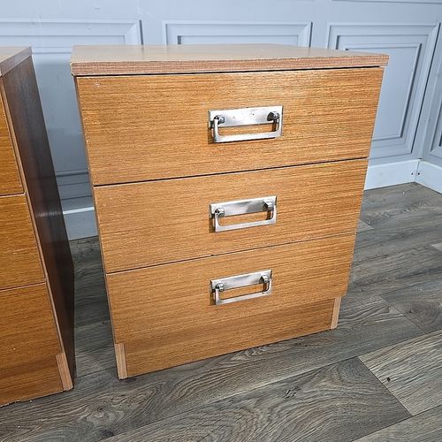 photo furniture Pair Filing Drawers Bedside Cabinets Mid Century Teak Tables Retro Storage