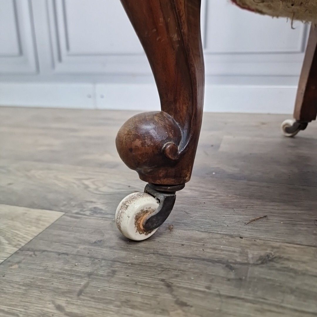 Antique Spoon Back Chair Victorian Carved Button Fireside Nursing Seat Resto photo buy