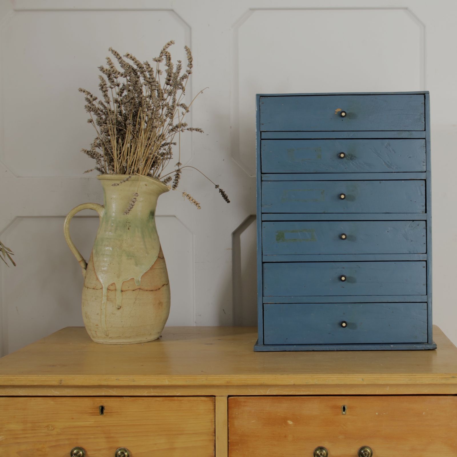 Vintage Painted Tabletop Chest Of Drawers photo furniture