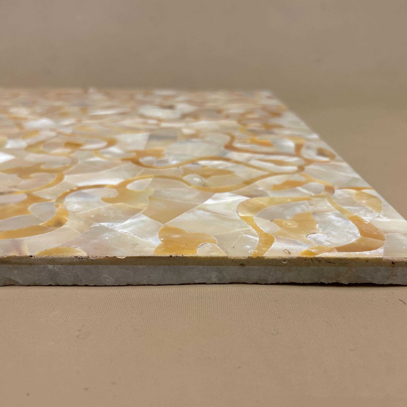 Middle Eastern Decorative Tile Large Mother Of Pearl Look Square Panel Placemat Table Display Mat photo vinterior