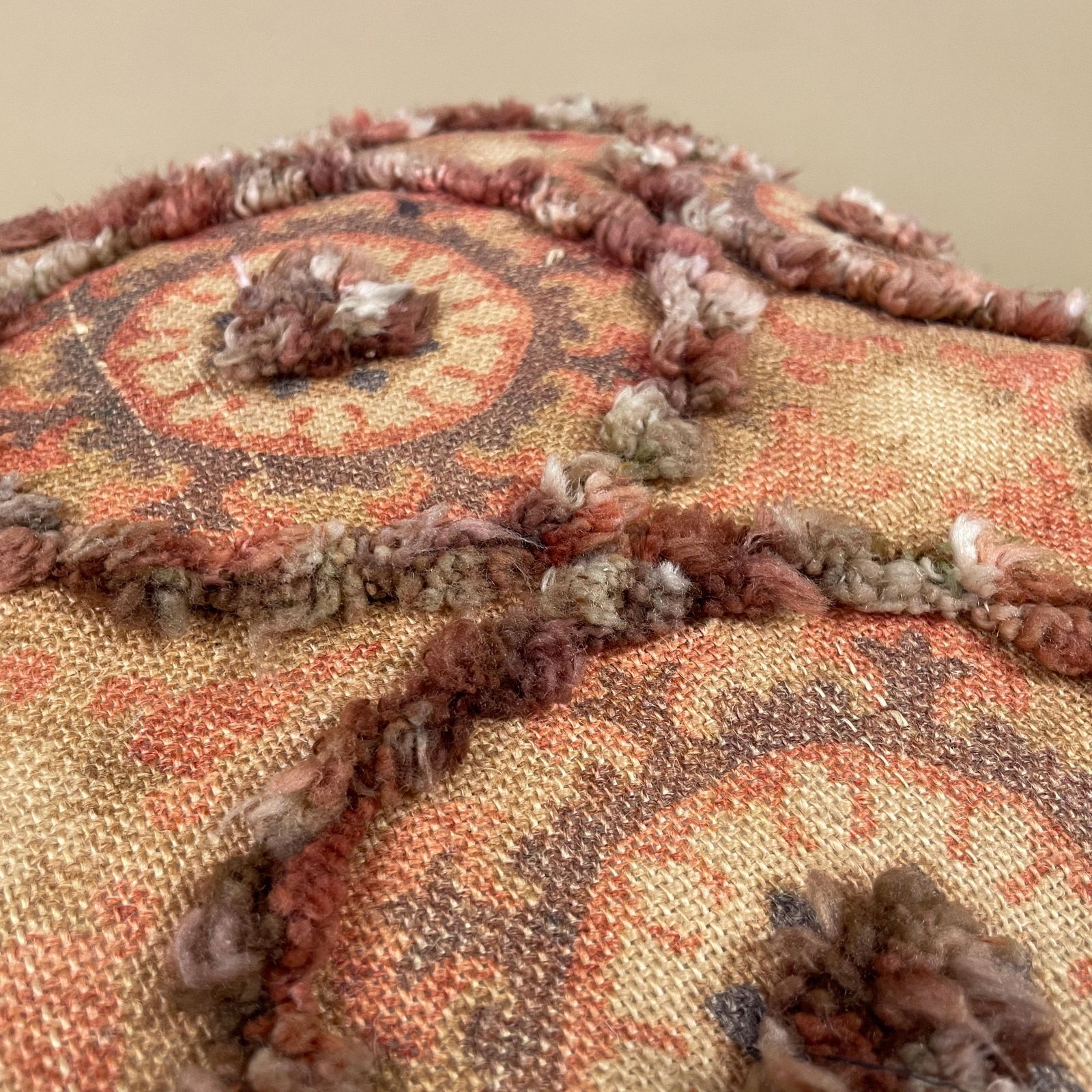 Indian Style Jute Cotton Cushion Pair Floral Frill Feather Filled Pillow Scatter Sofa Accent Red Orange photo buy