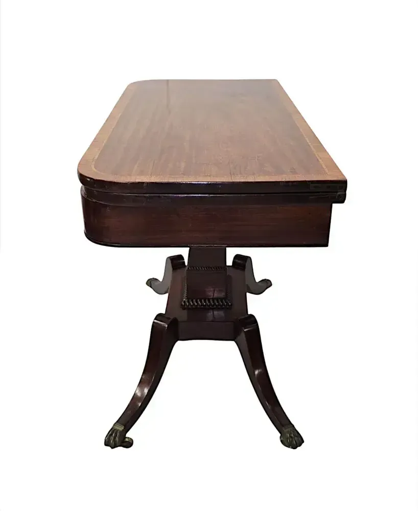 A Stunning Early 19th Century Regency Cross Banded Turn Over Leaf Card Table photo vintage