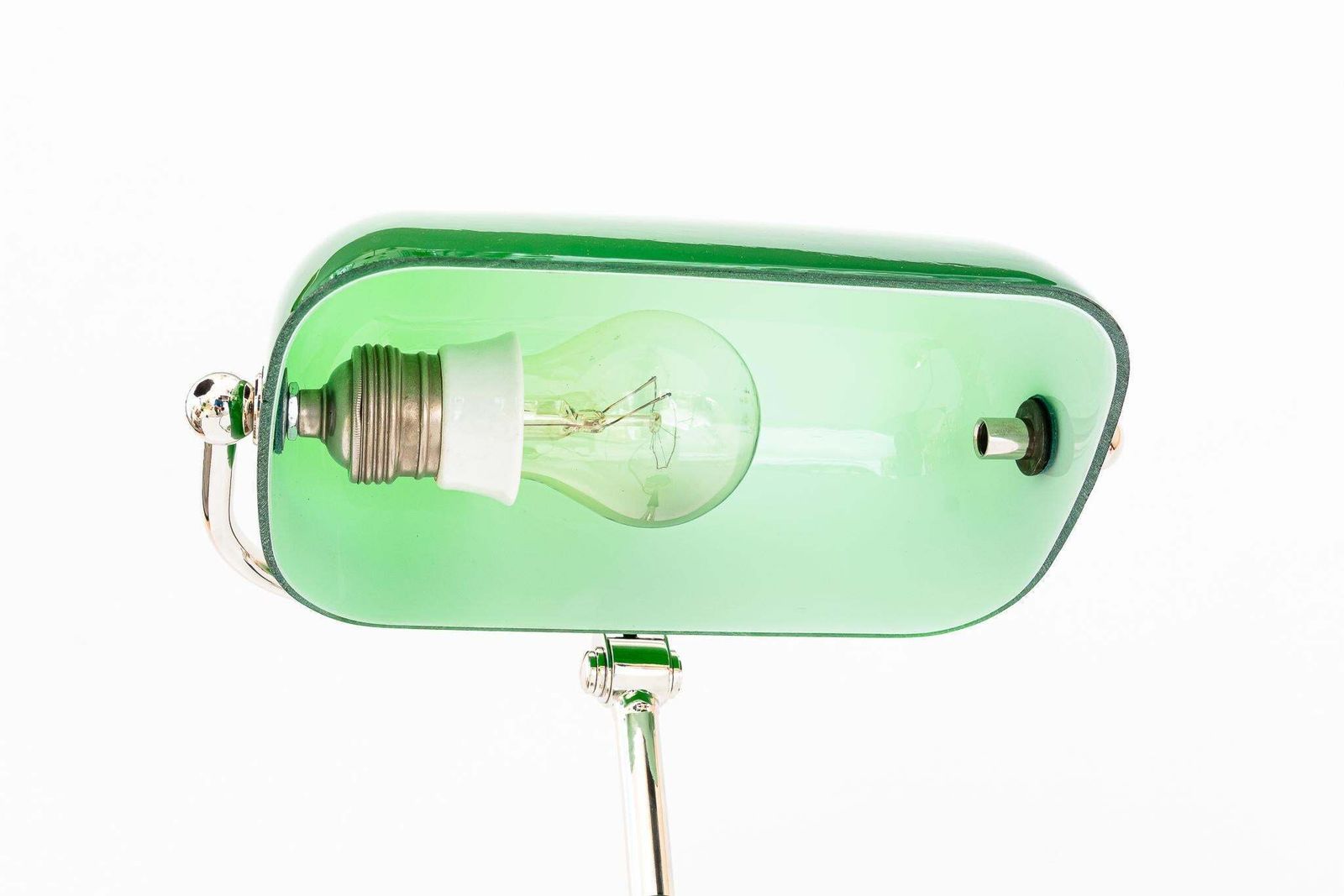 753.0 Bauhaus Swiveling Nickel   Plated Banker Table Lamp Germany Around 1920s photo