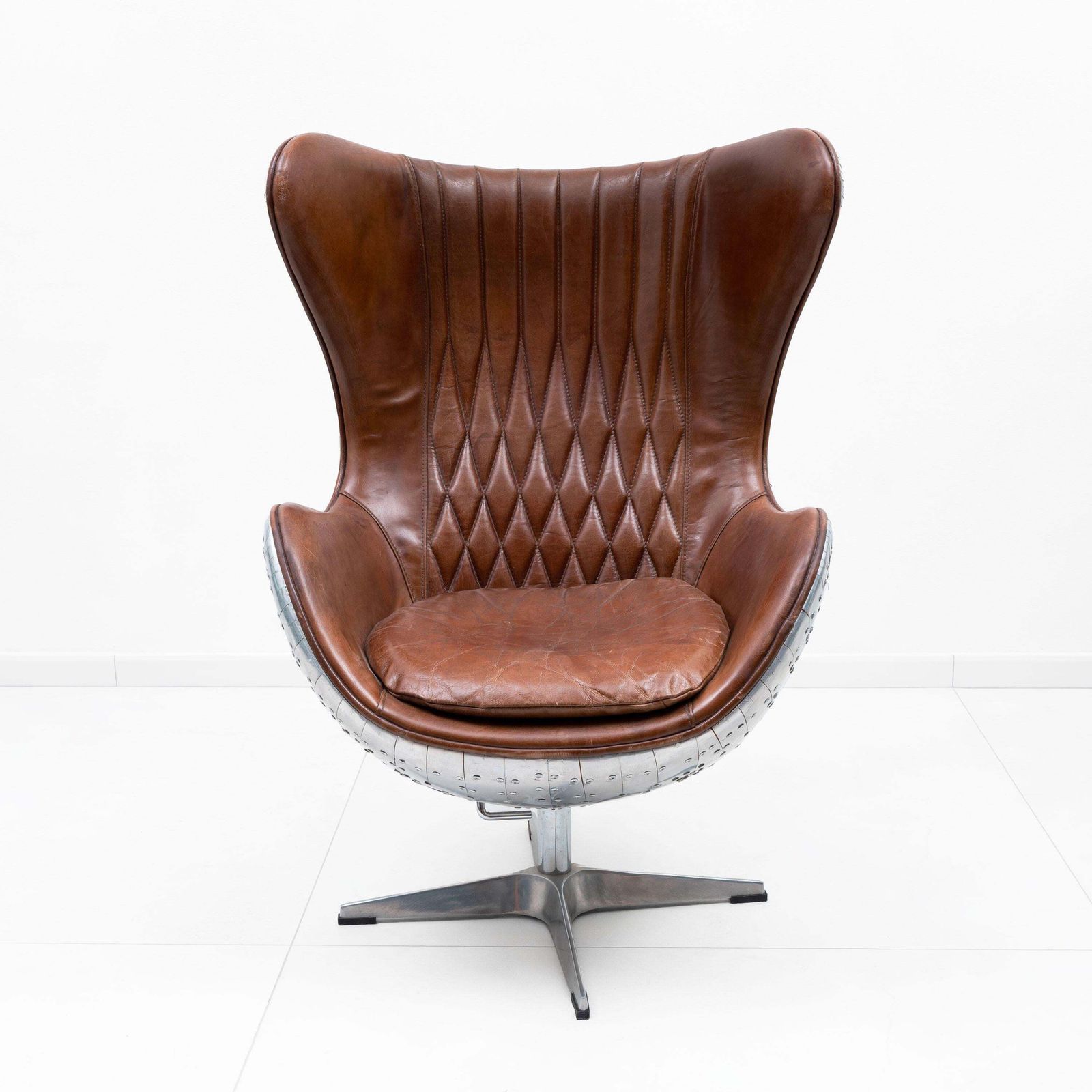 Mid Century Aviator Tomcat Egg Chair, Leather And Metal, 1970s photo furniture