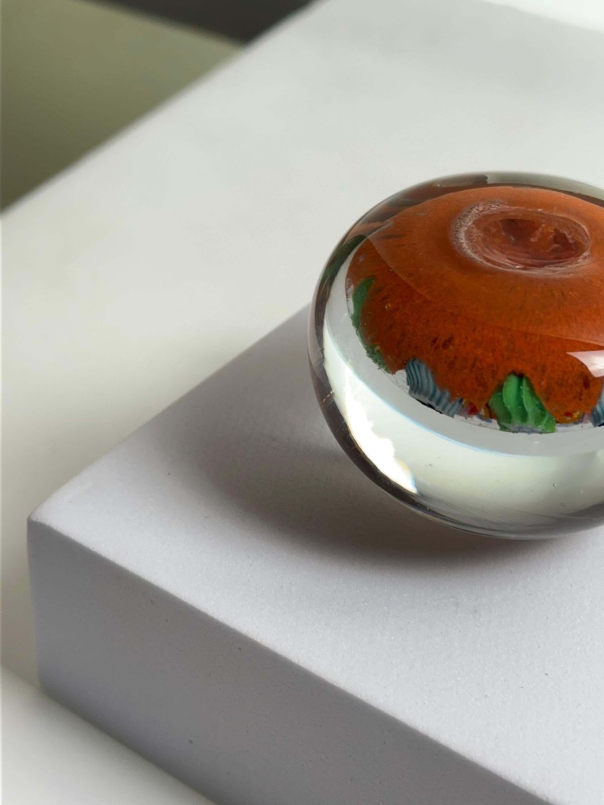 Vasart Millefiori Glass Paperweight, Handcrafted In Scotland, 1960s photo vintage