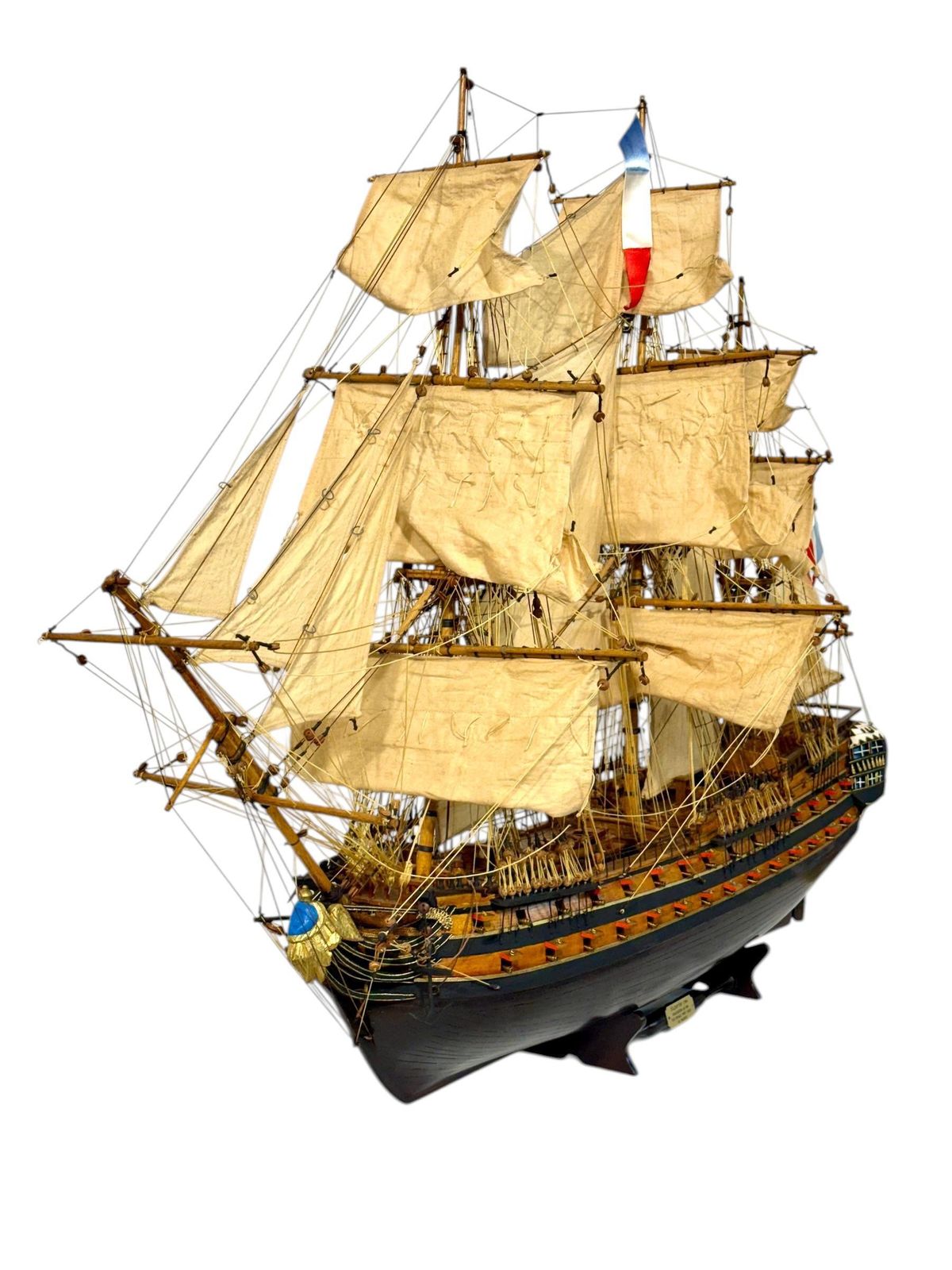 Large French Warship Model "Le Superbe" 1784, Handcrafted photo furniture