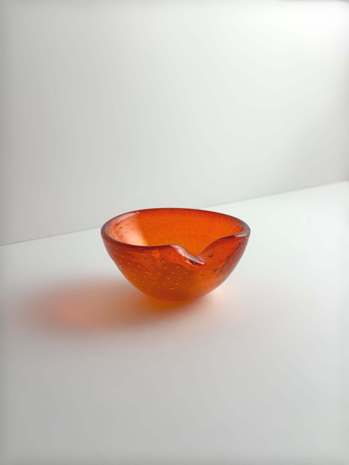 Murano Bullicante Glass Bowl Attributed To Gino Cenedese, Orange, Italy, 1960s photo 250.0
