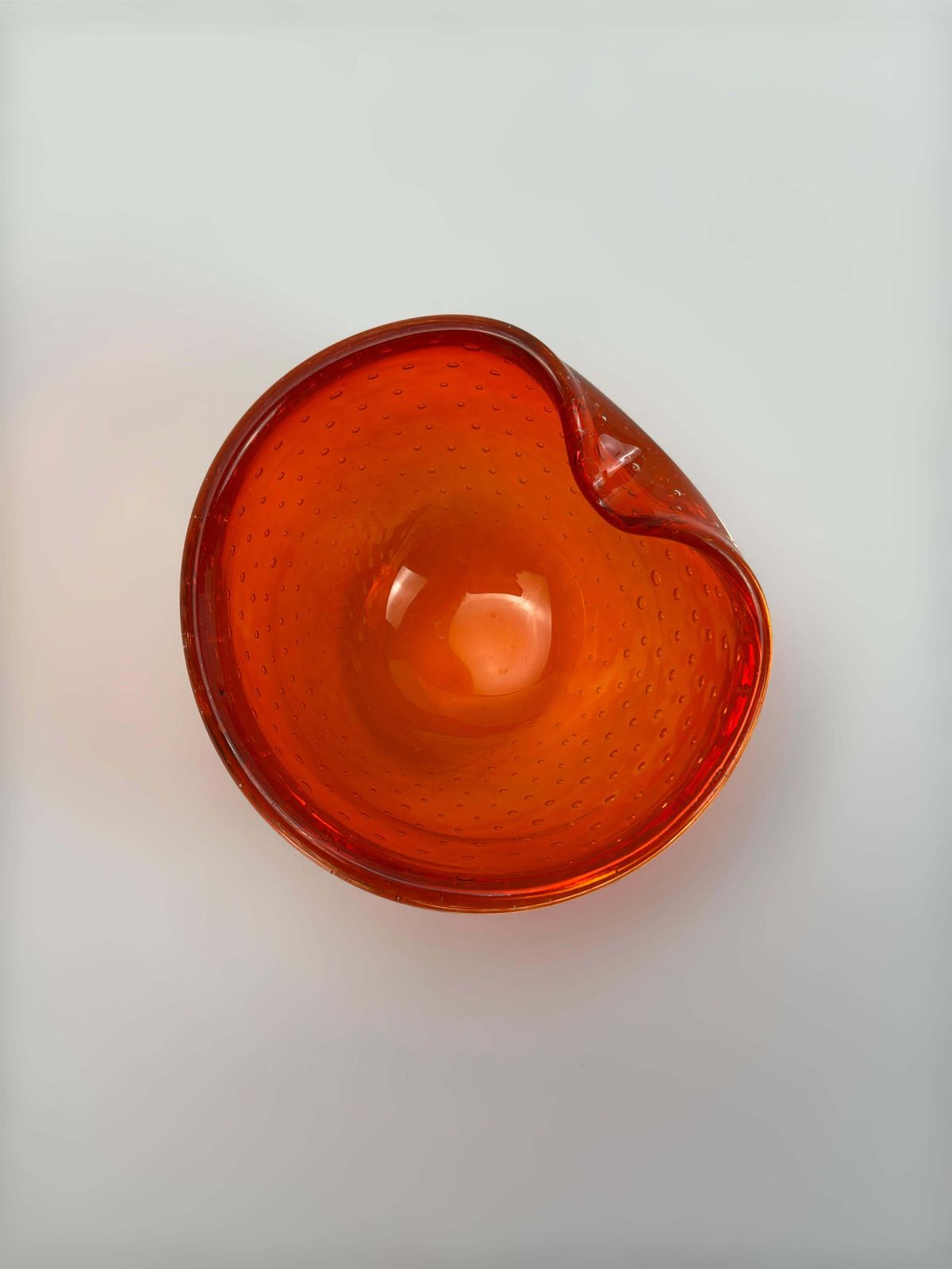 Murano Bullicante Glass Bowl Attributed To Gino Cenedese, Orange, Italy, 1960s photo vinterior