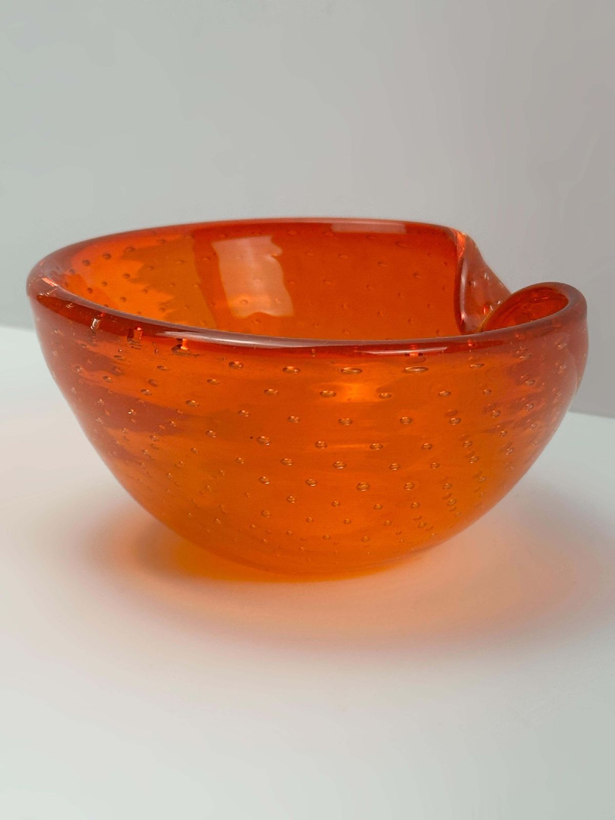 Murano Bullicante Glass Bowl Attributed To Gino Cenedese, Orange, Italy, 1960s photo buy