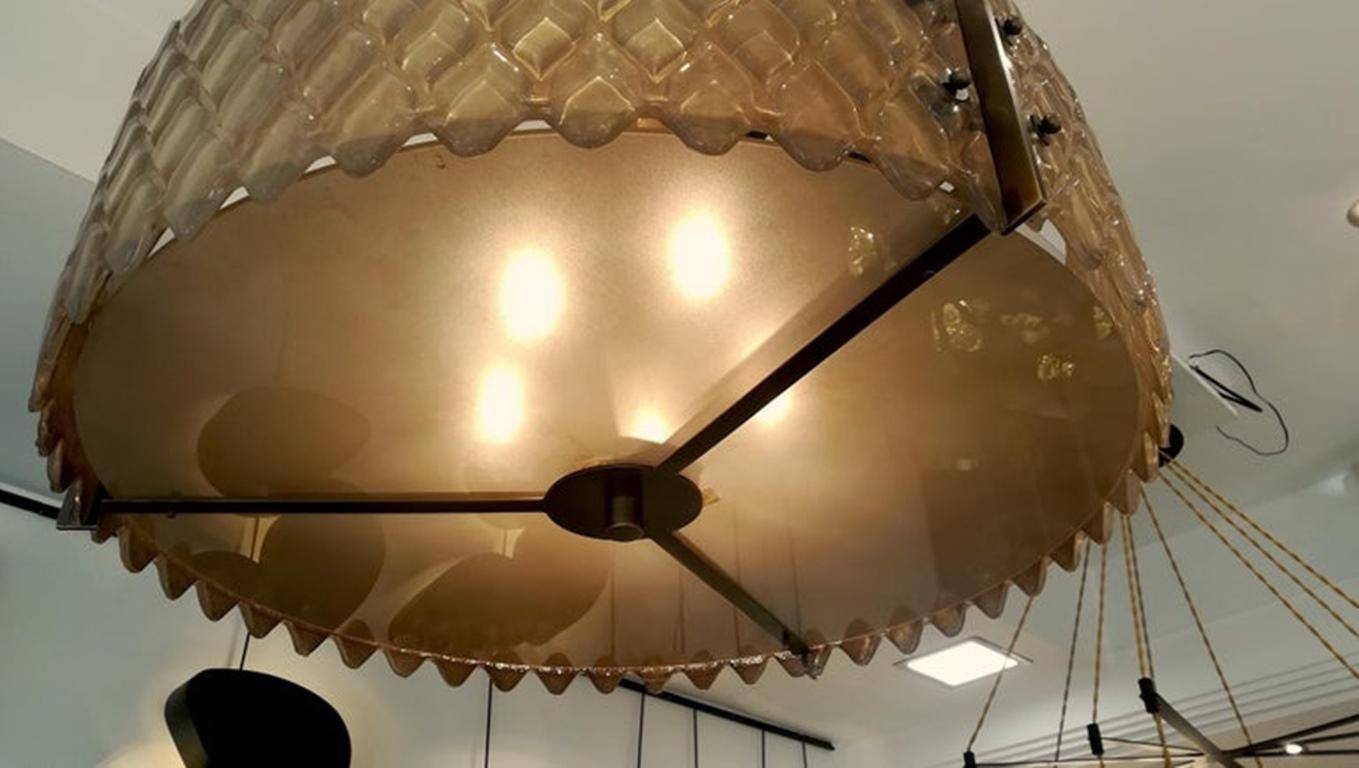 Chandelier With Golden Murano Parts Around photo Lighting