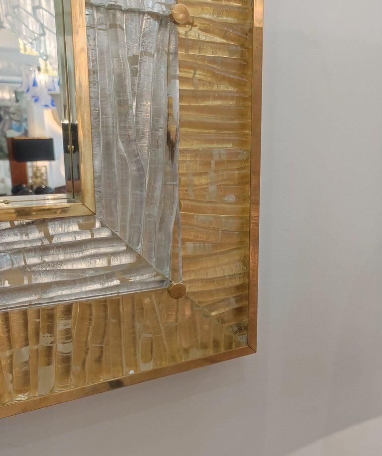 Gold And Crystal Murano Glass And Brass Mirror photo vinterior