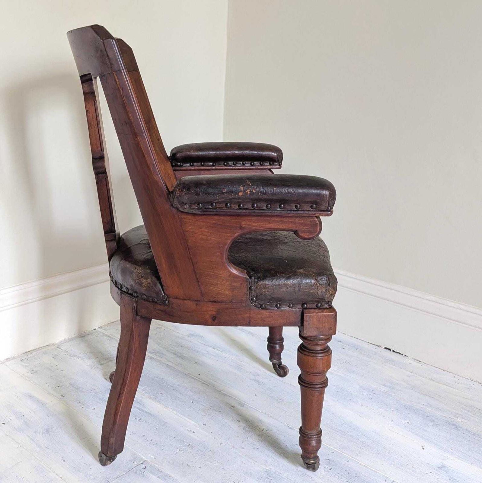 An Antique Mahogany And Leather Library Chair By Lambs Of Manchester C1860 photo 1175.0