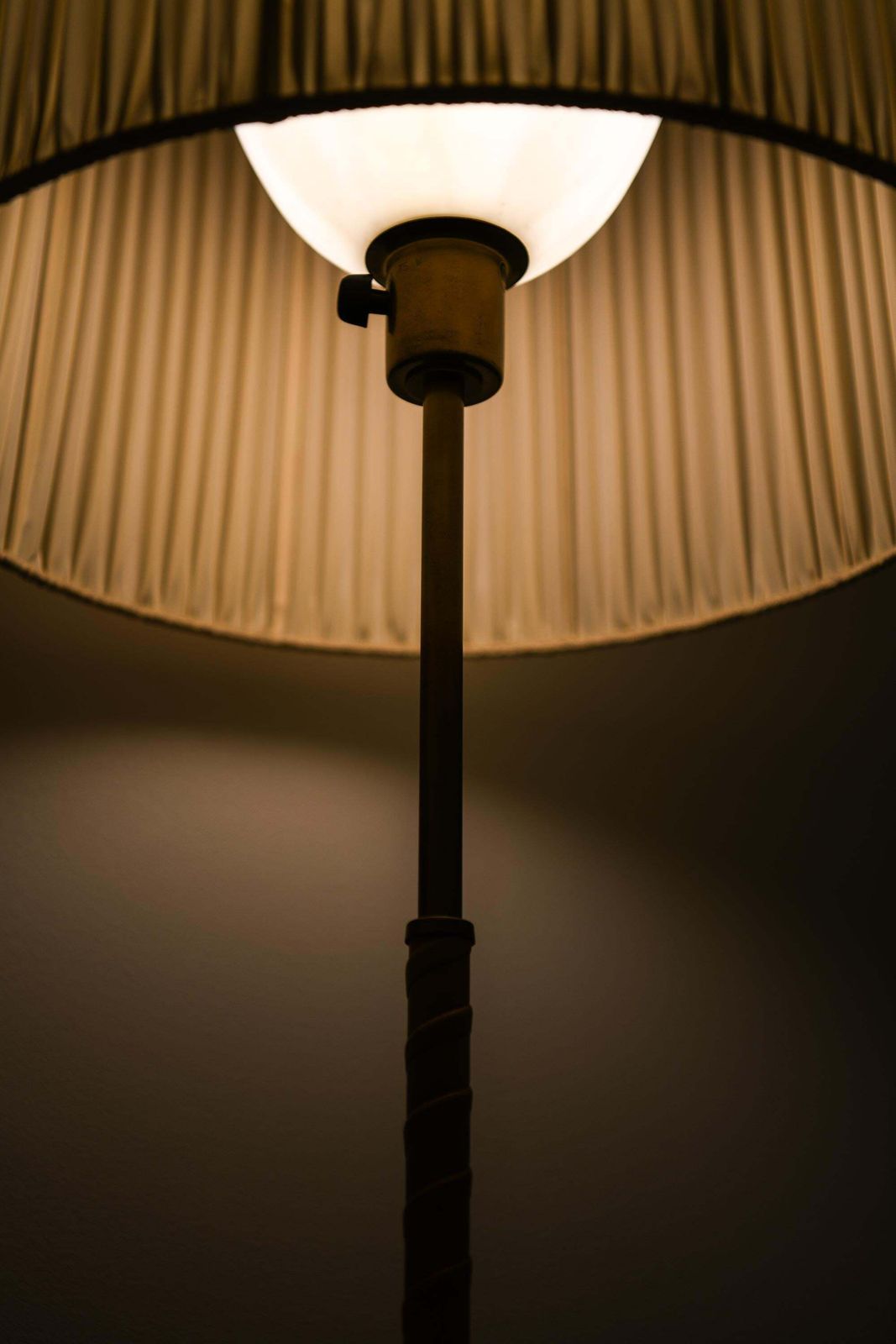 Rare Floor Lamp In Brass And Leather By Harald Notini, 1940s photo vintage