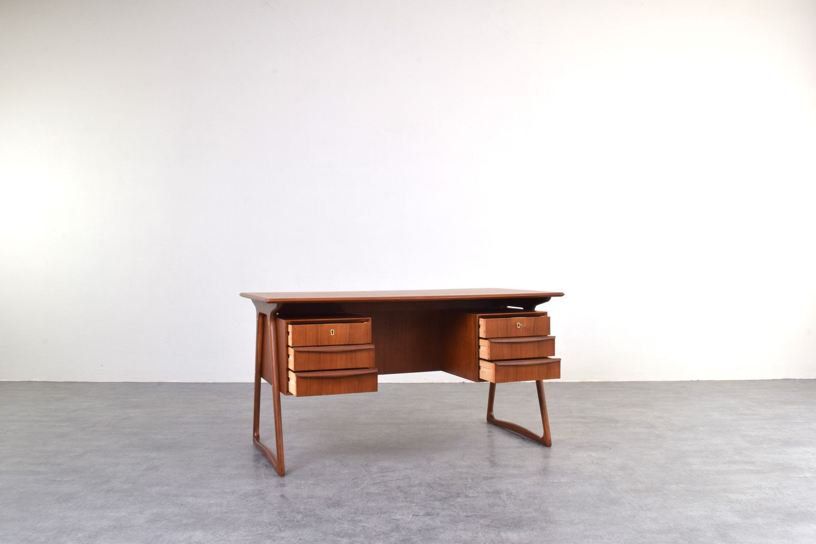 Mid Century Danish Teak Executive Desk By Svend åge Madsen For H.P. Hansen, 1960s. photo Furniture
