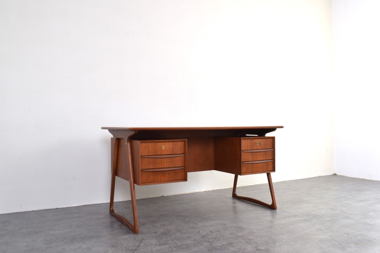 photo for sale Mid Century Danish Teak Executive Desk By Svend åge Madsen For H.P. Hansen, 1960s.