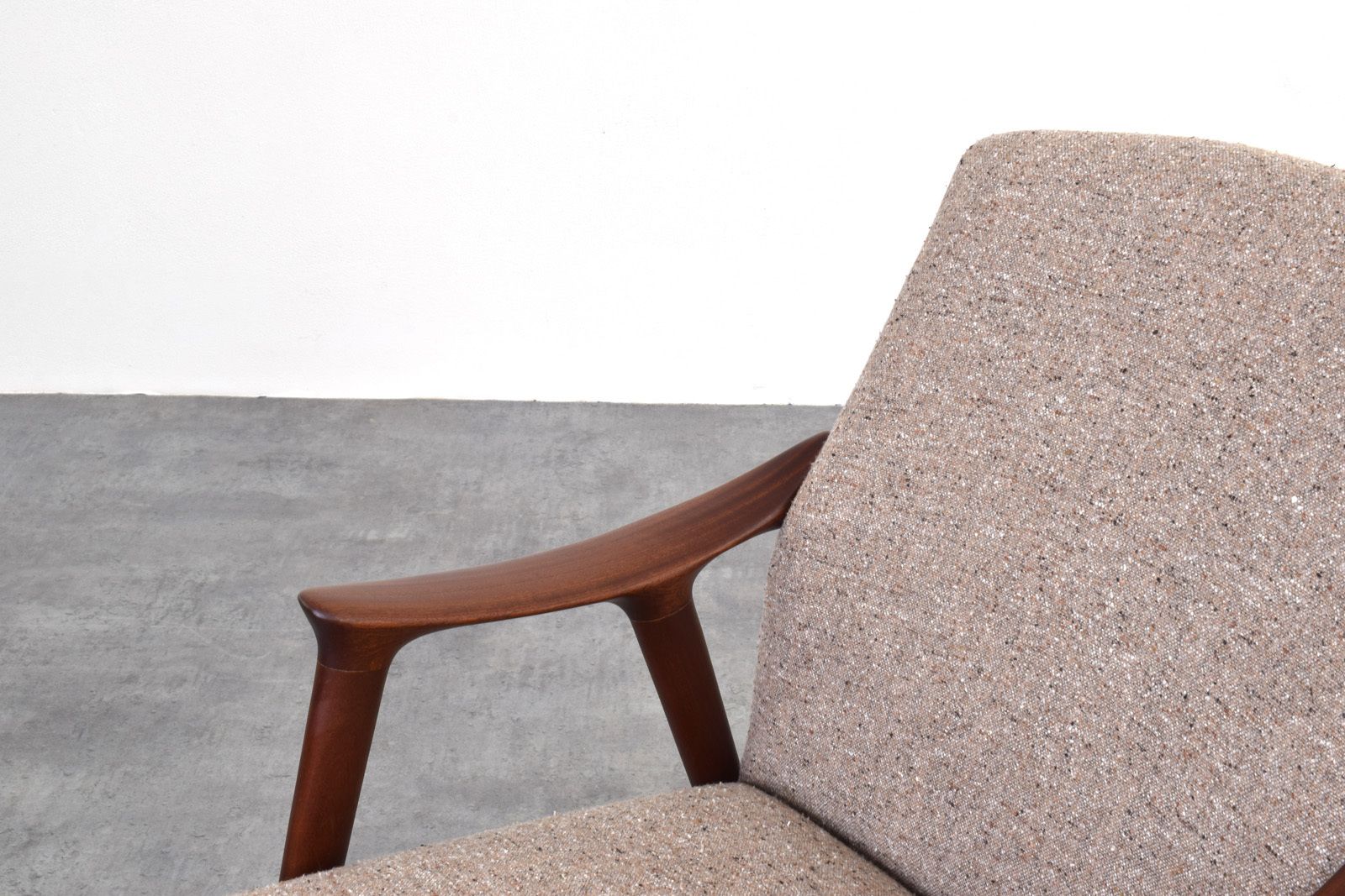 photo furniture Mid Century „Tenor” Teak & Boucle Armchair From Møre Lenestolfabrikk, 1960s.