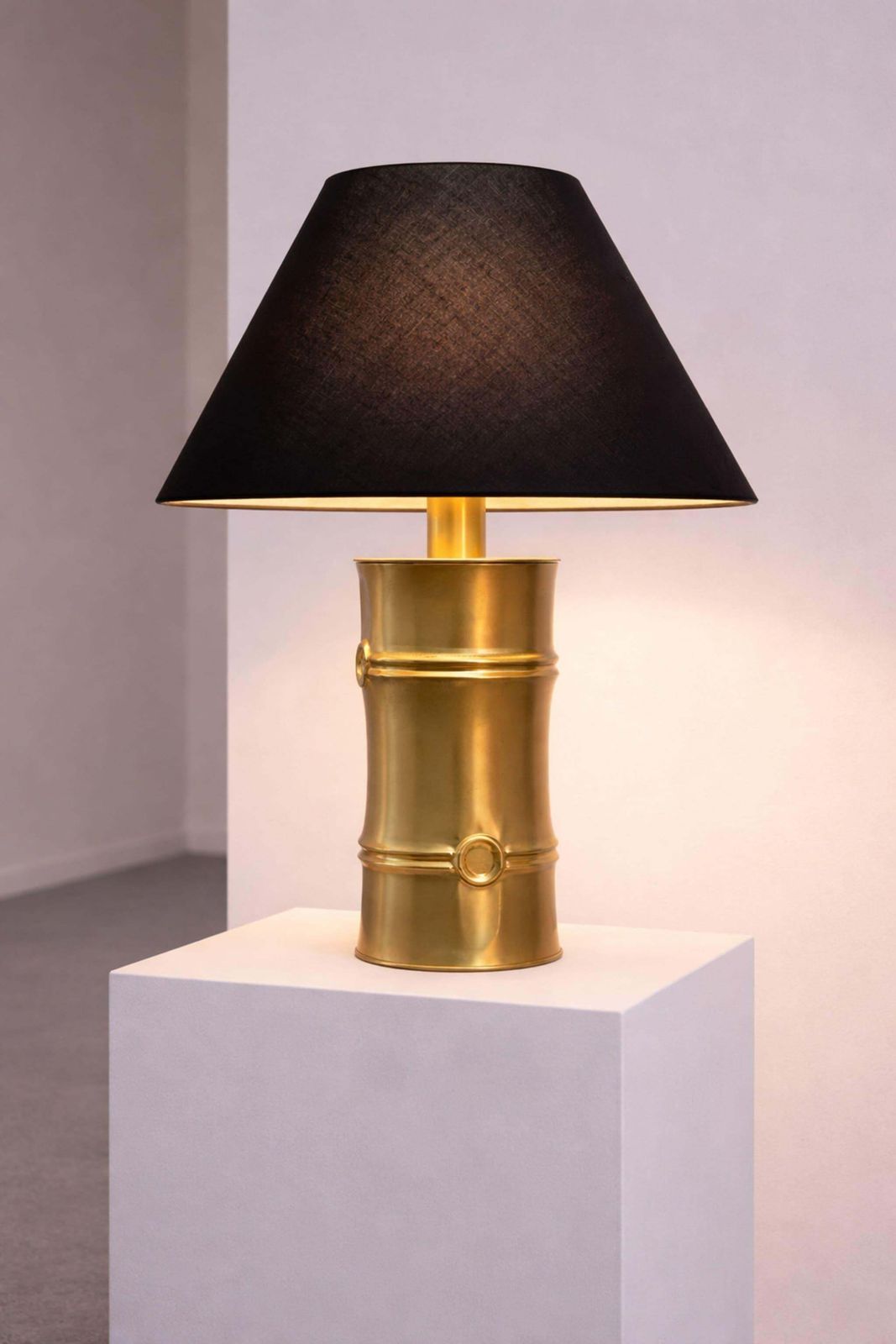 Pair Of Brass Faux Bamboo Table Lamps By Maison Jansen, 1970s photo vintage