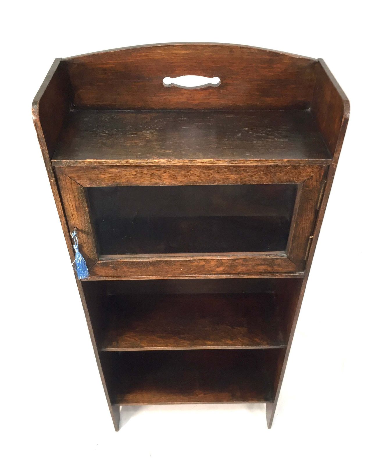 Antique Wooden Oak & Glazed Bookcase / Book Shelf Display Freestanding C.1930 photo 180.0